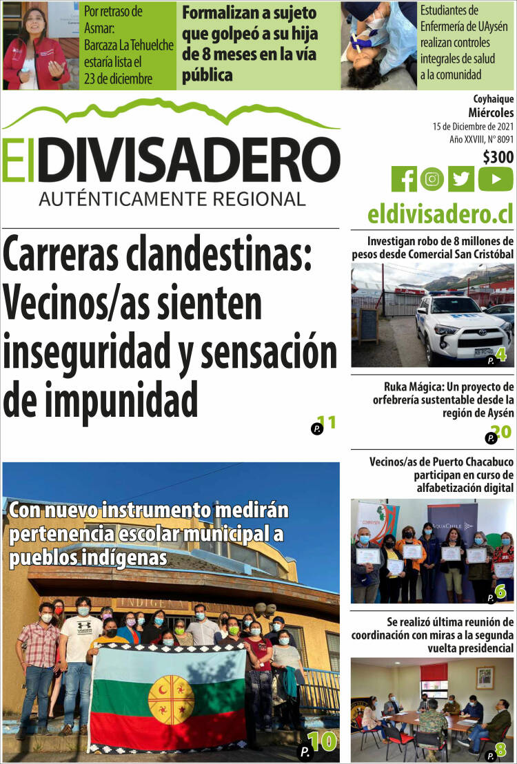 Portada de Diario El Divisadero (Chile)
