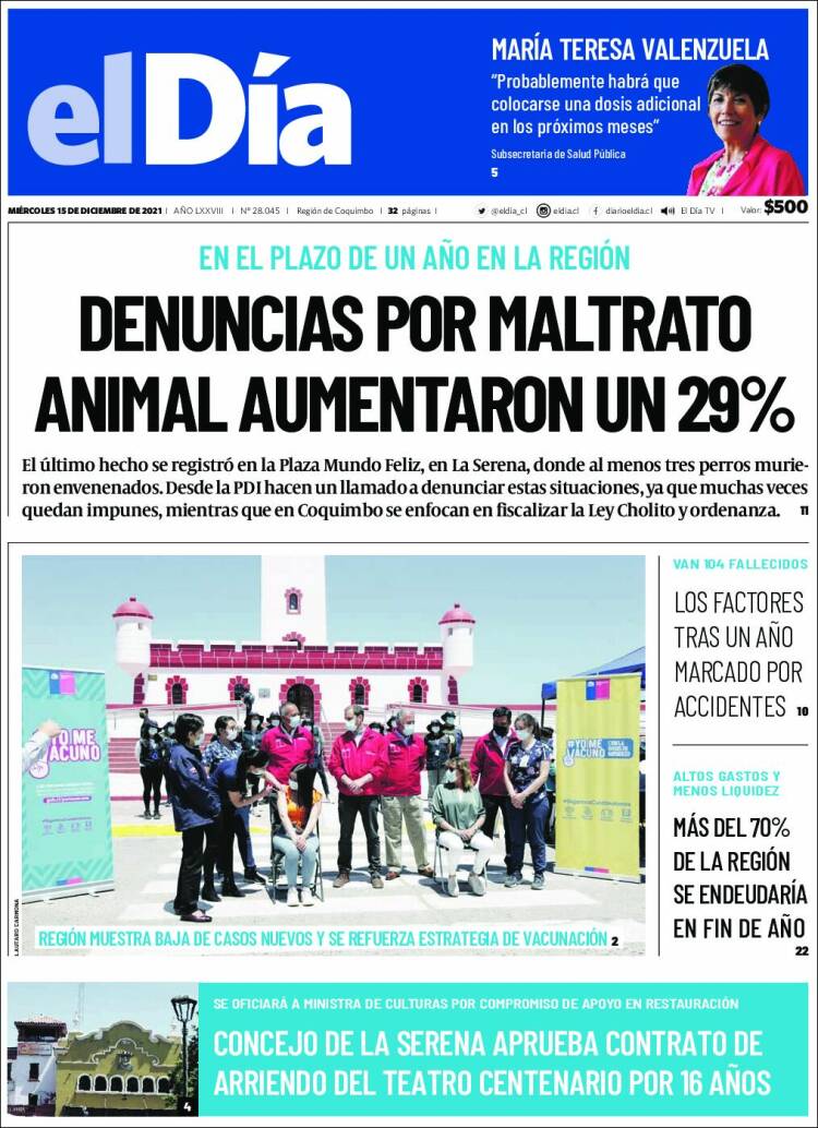 Portada de El Día (Chile)