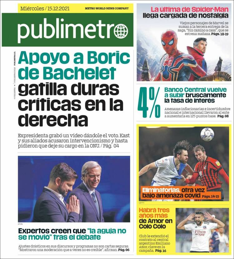 Portada de Publimetro (Chile)