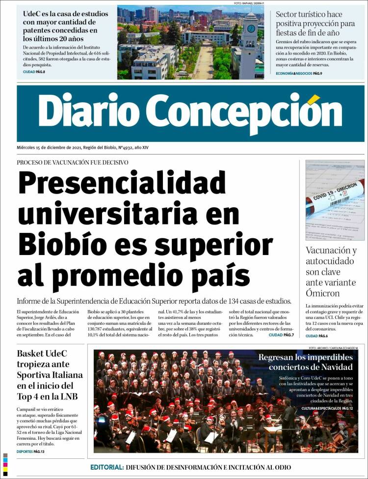 Portada de Diario de Concepción (Chile)