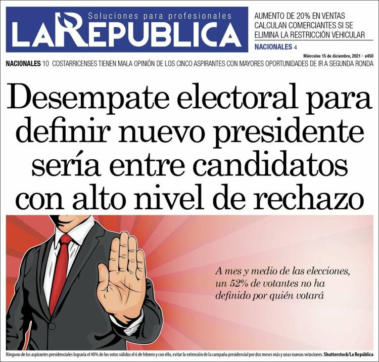 Portada de La República (Costa Rica)