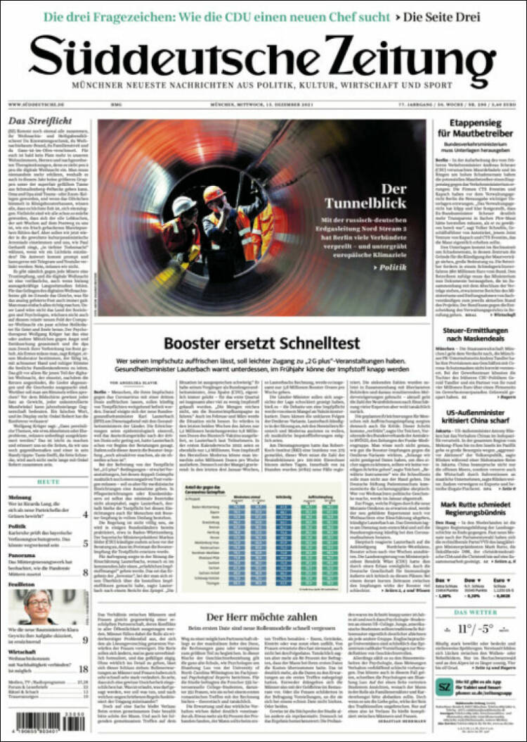 Portada de Sueddeutsche (Alemania)
