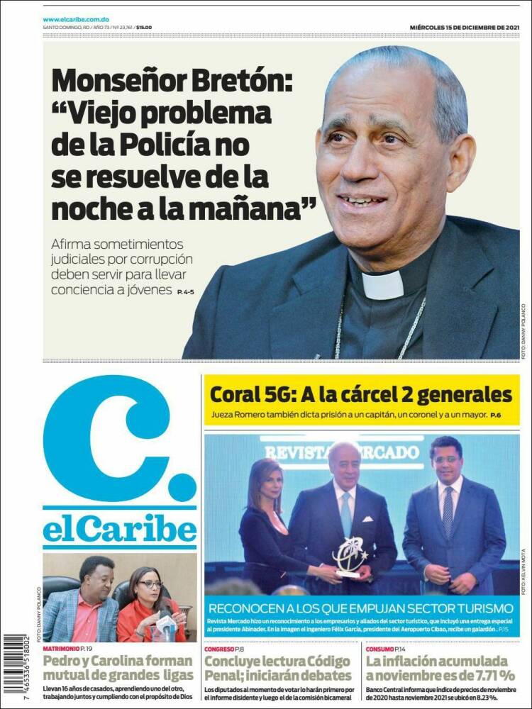 Portada de El Caribe (R. Dominicana)