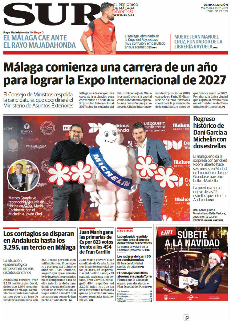 Portada de Diario el Sur (España)