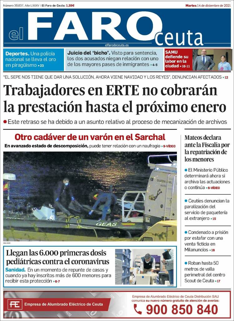 Portada de El Faro de Ceuta (Espa&ntilde;a)