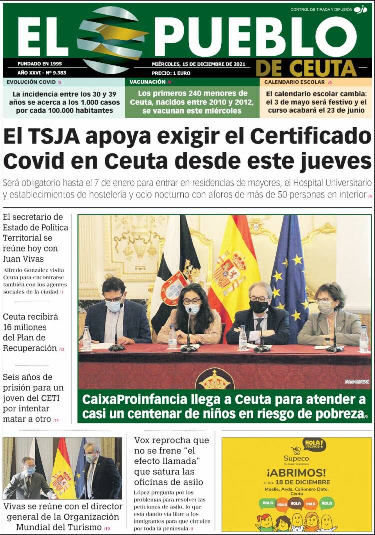Portada de El Pueblo de Ceuta (Espa&ntilde;a)
