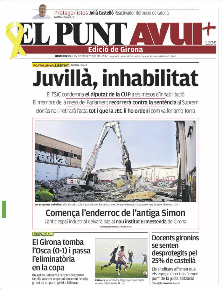 Portada de El Punt Avui - Girona (Espa&ntilde;a)