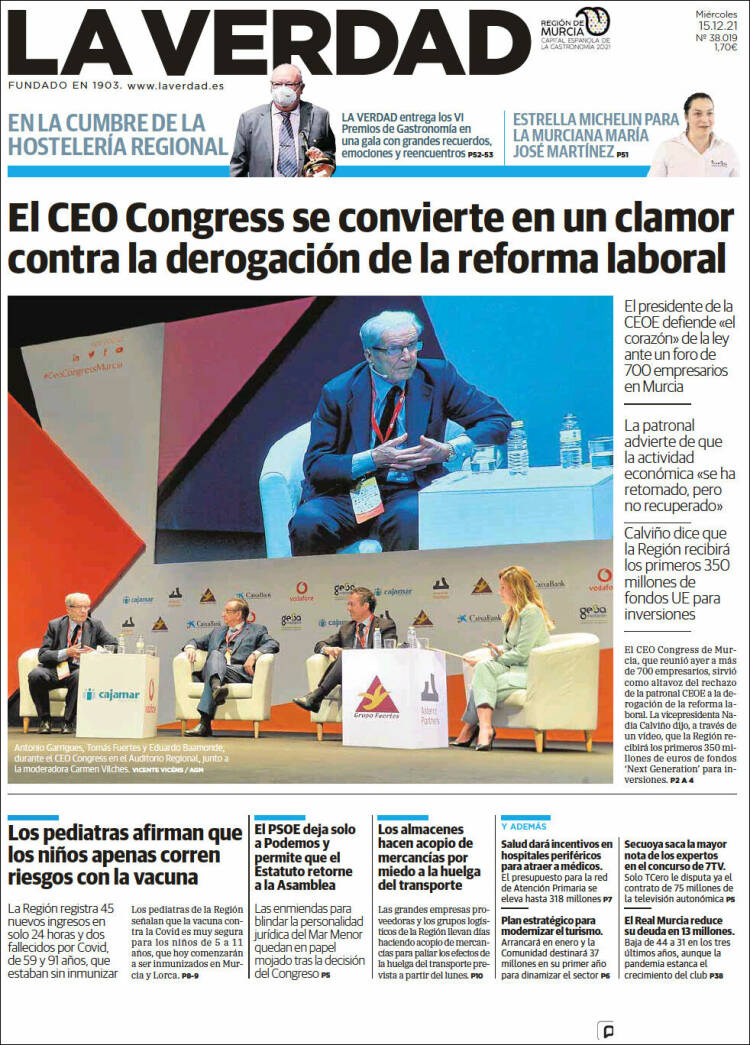 Portada de La Verdad de Murcia (Espa&ntilde;a)