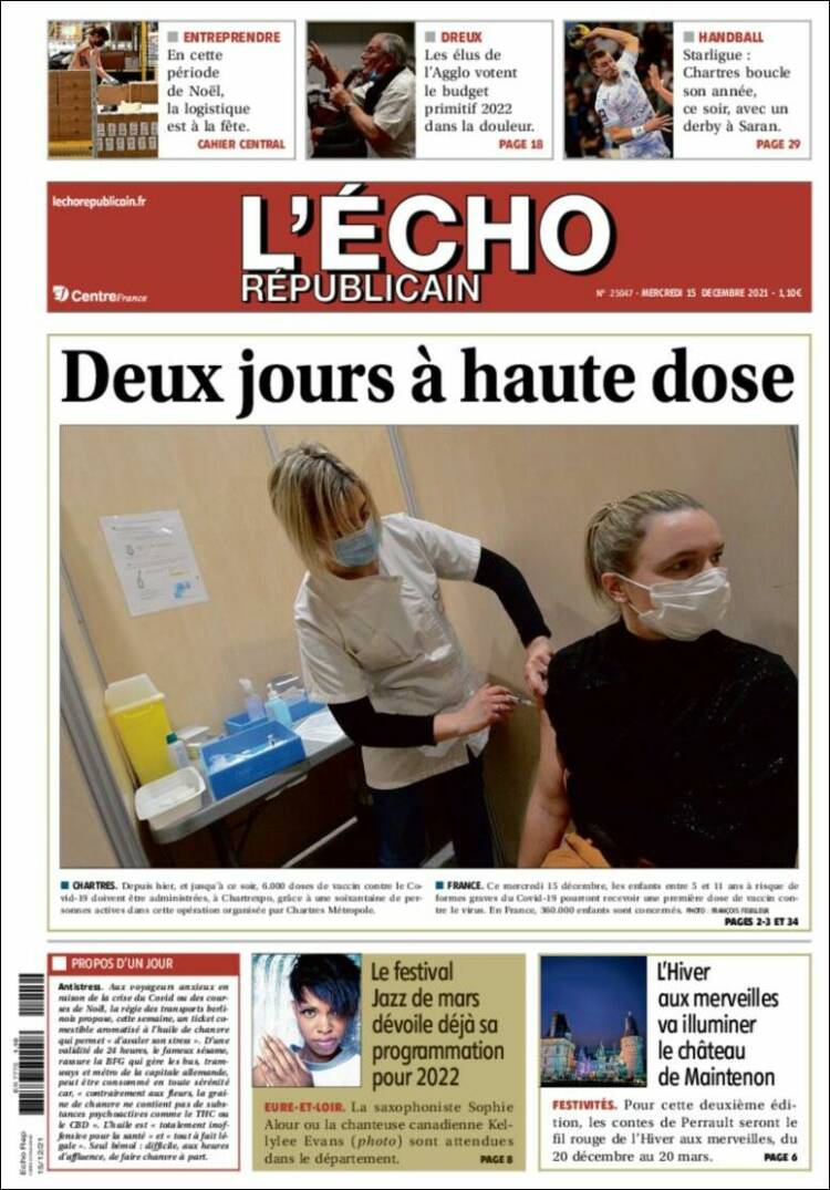 Portada de L'Echo Républicain (Francia)