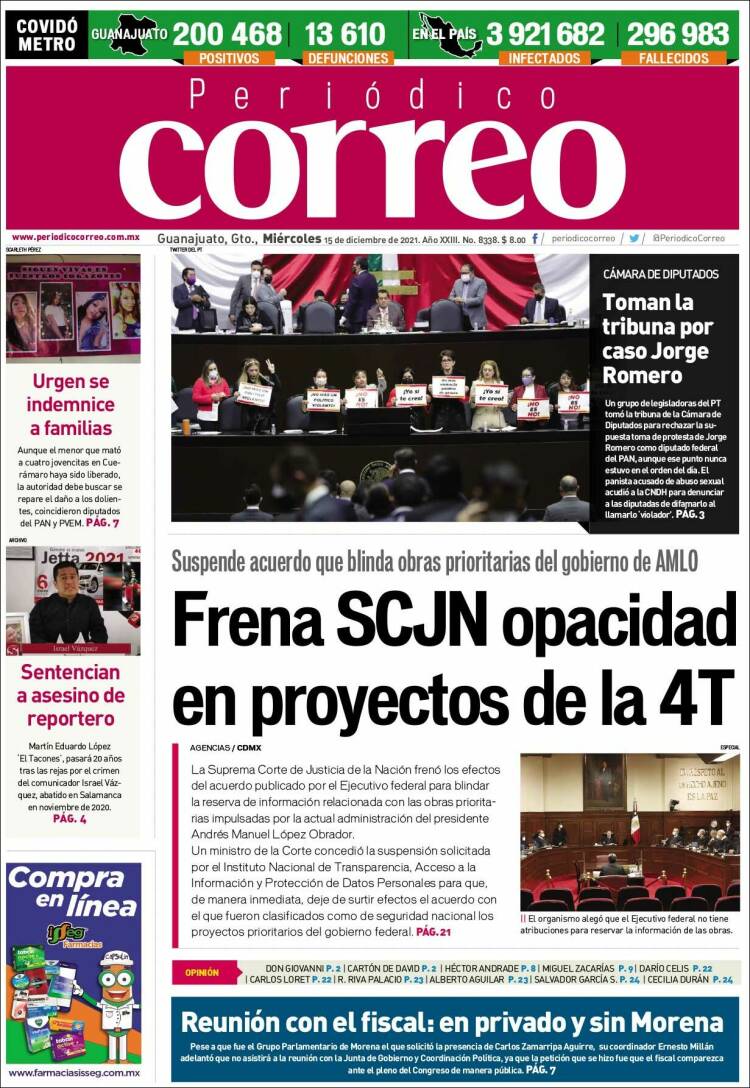 Portada de Correo - El diario del Estado de Guanajuato (M&eacute;xico)