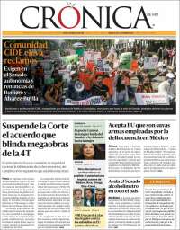Portada de La Crónica de Hoy (M&eacute;xico)