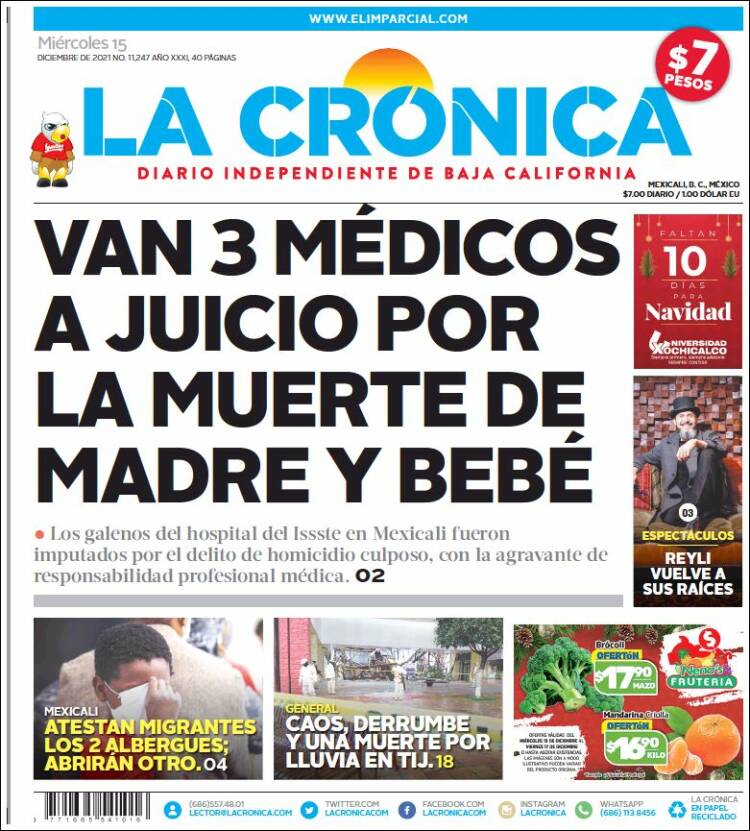 Portada de La Crónica de Baja California (M&eacute;xico)