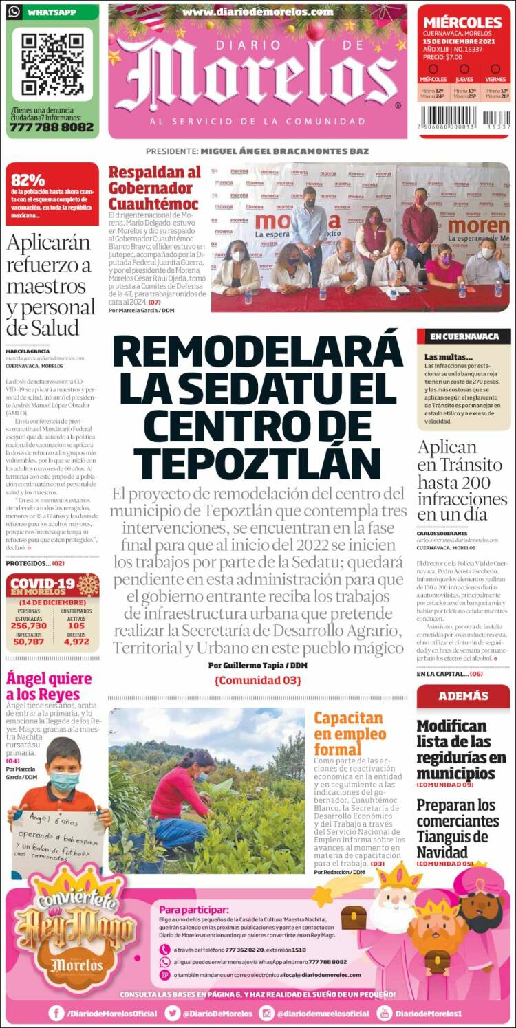 Portada de Diario de Morelos (M&eacute;xico)