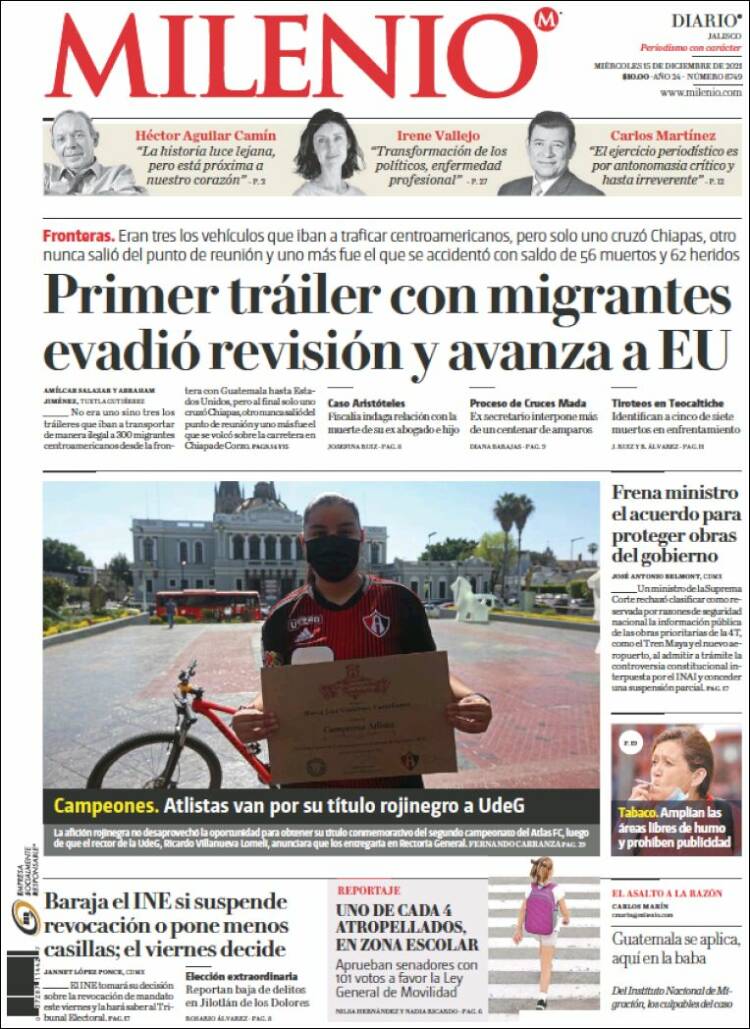 Portada de Milenio - Jalisco (M&eacute;xico)