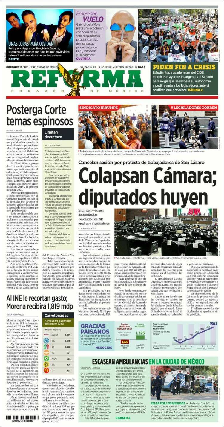 Portada de Reforma (M&eacute;xico)