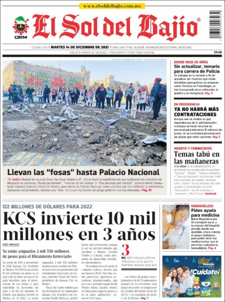 Portada de El Sol del Bajio (M&eacute;xico)