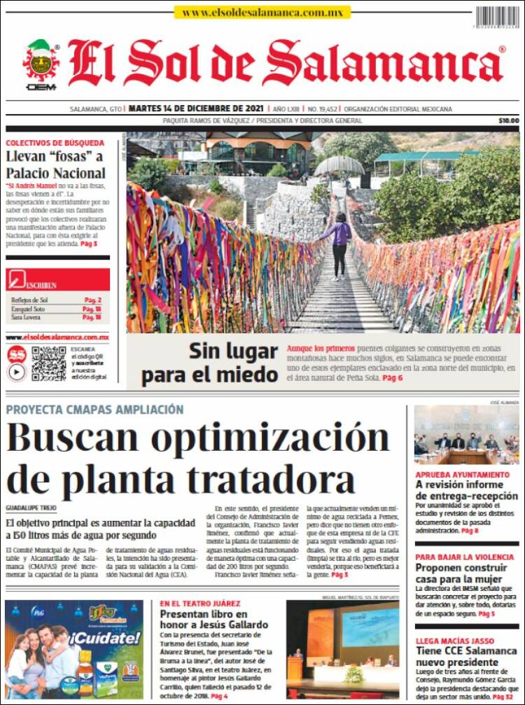 Portada de El Sol de Salamanca (M&eacute;xico)