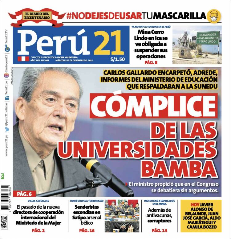 Portada de Perú 21 (Per&uacute;)