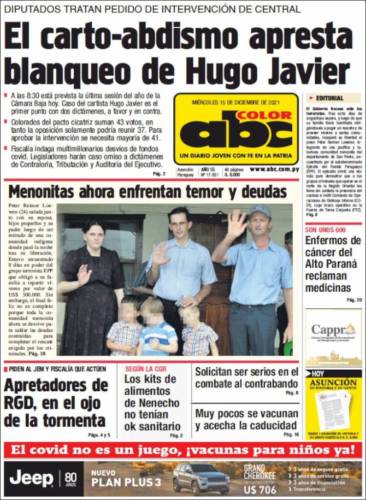Portada de ABC Color (Paraguay)