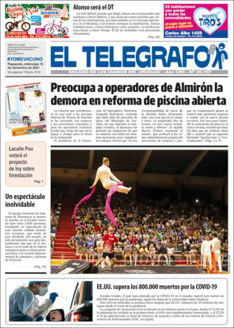 Portada de El Telégrafo (Uruguay)