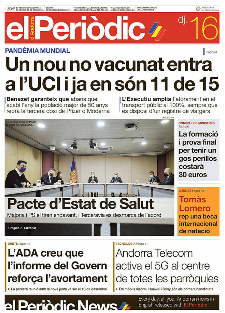 Portada de El Periòdic d'Andorra (Andorra)