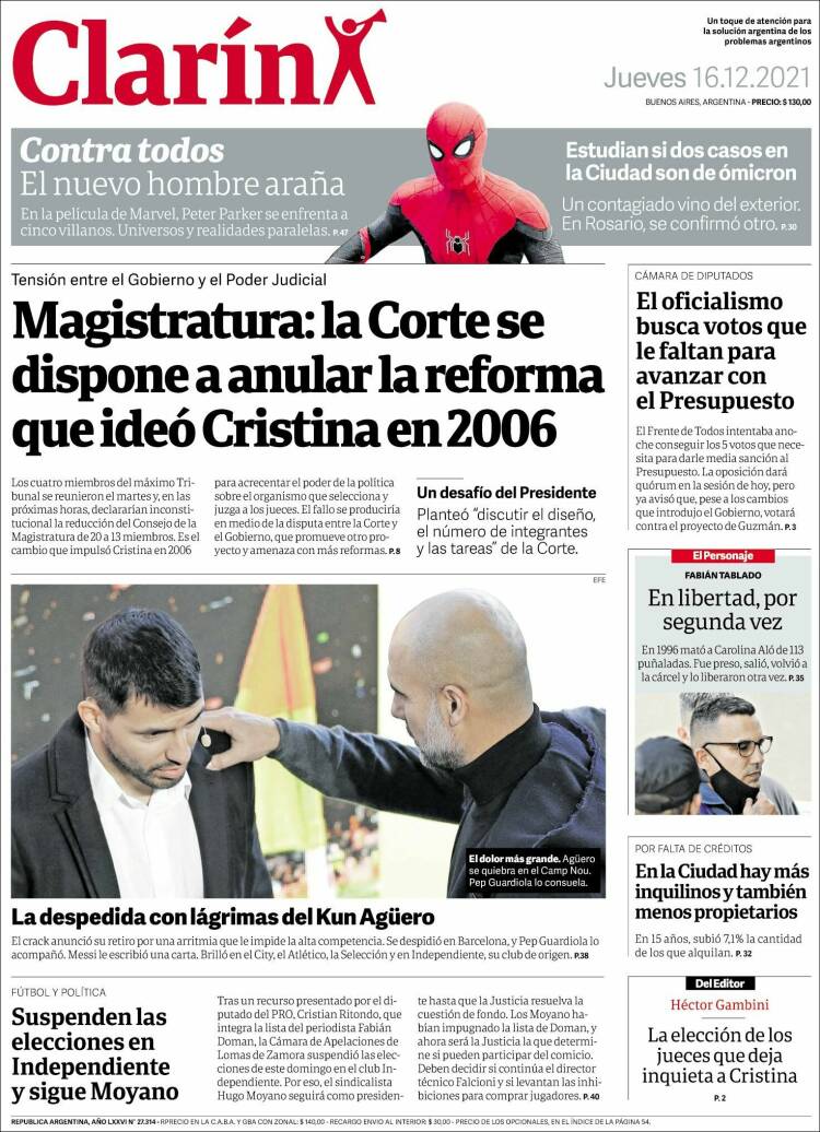 Portada de Clarín (Argentina)