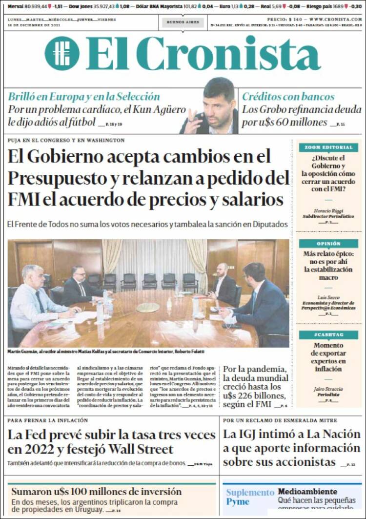 Portada de El Cronista Comercial (Argentina)