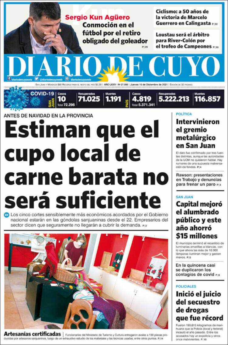 Portada de Diario de Cuyo (Argentina)