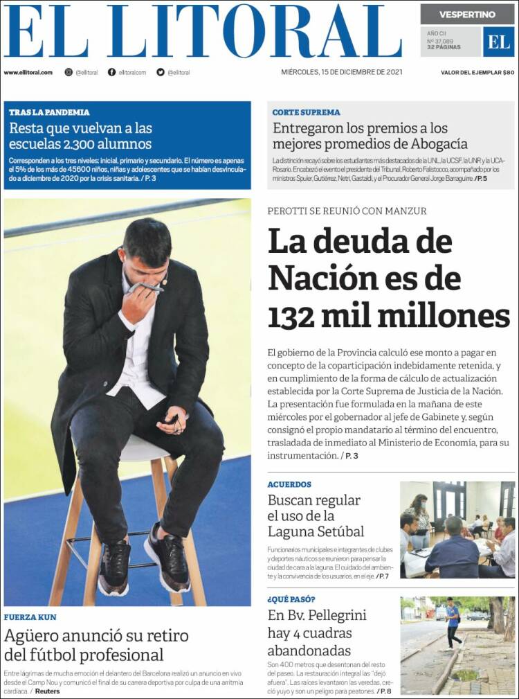 Portada de Diario El Litoral (Argentina)