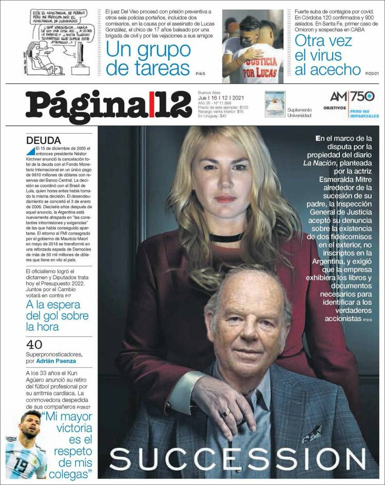 Portada de Página/12 (Argentina)