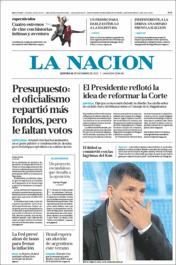 Portada de La Nación (Argentina)