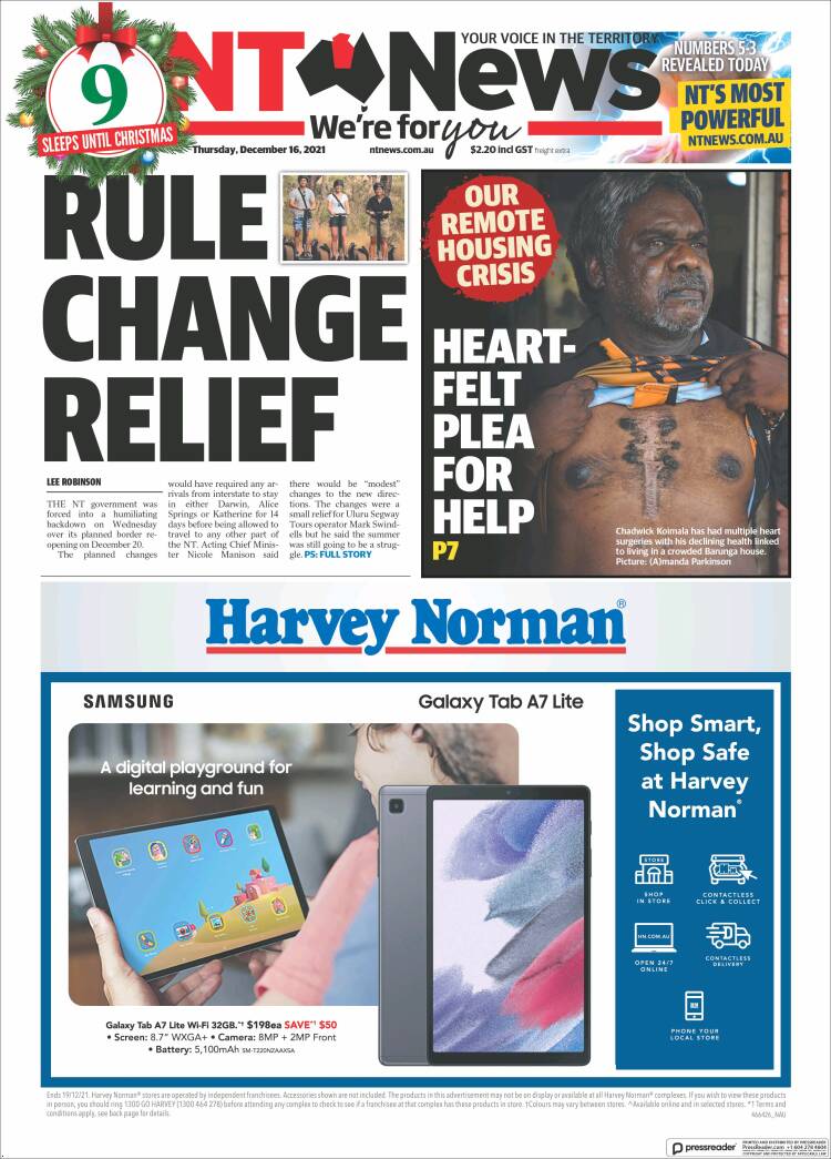 Portada de Northern Territory News (Australia)