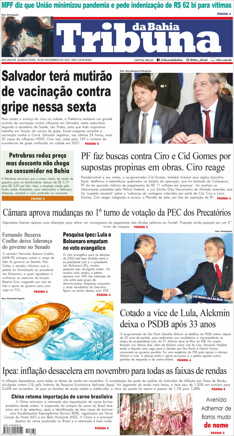 Portada de Tribuna da Bahia (Brasil)