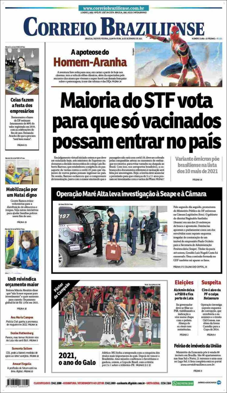 Portada de Correio Braziliense (Brasil)