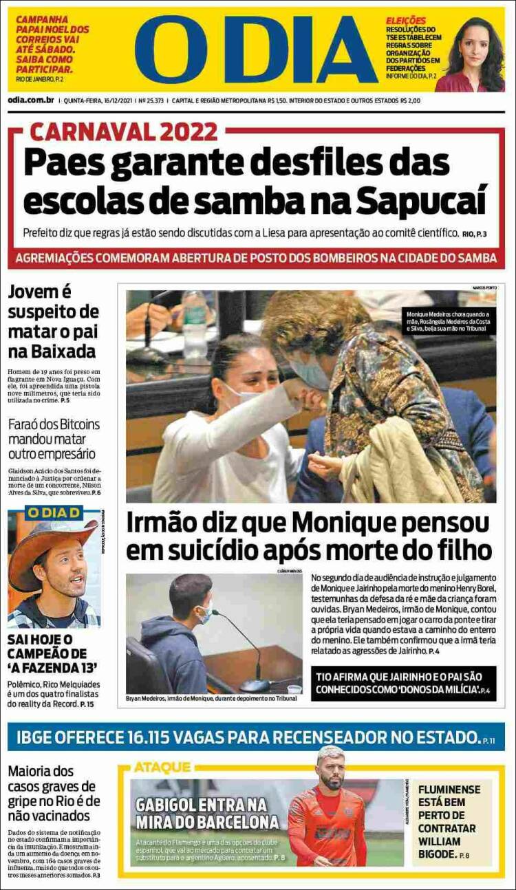 Portada de O Dia (Brasil)