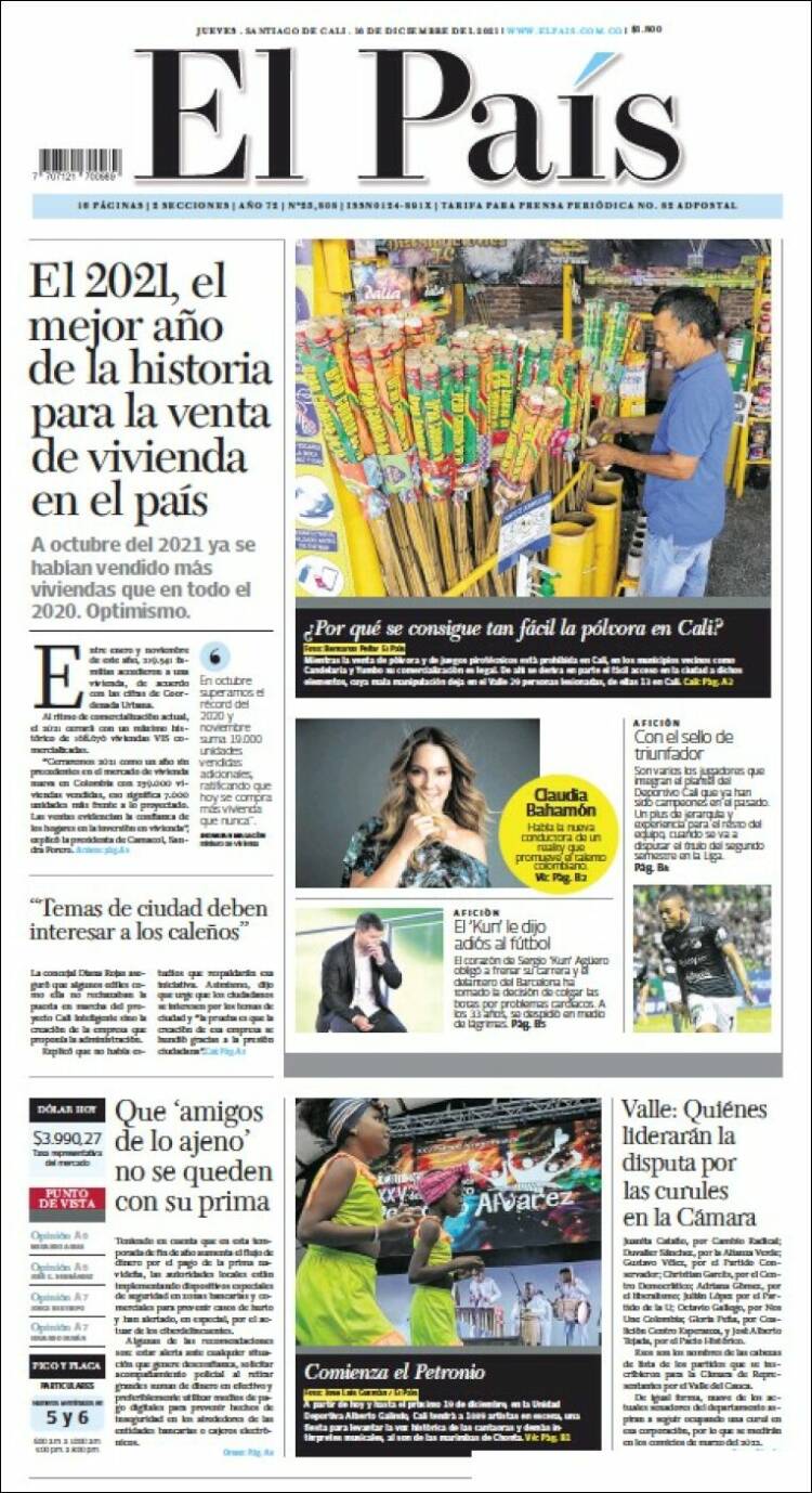 Portada de El País - Cali (Colombia)