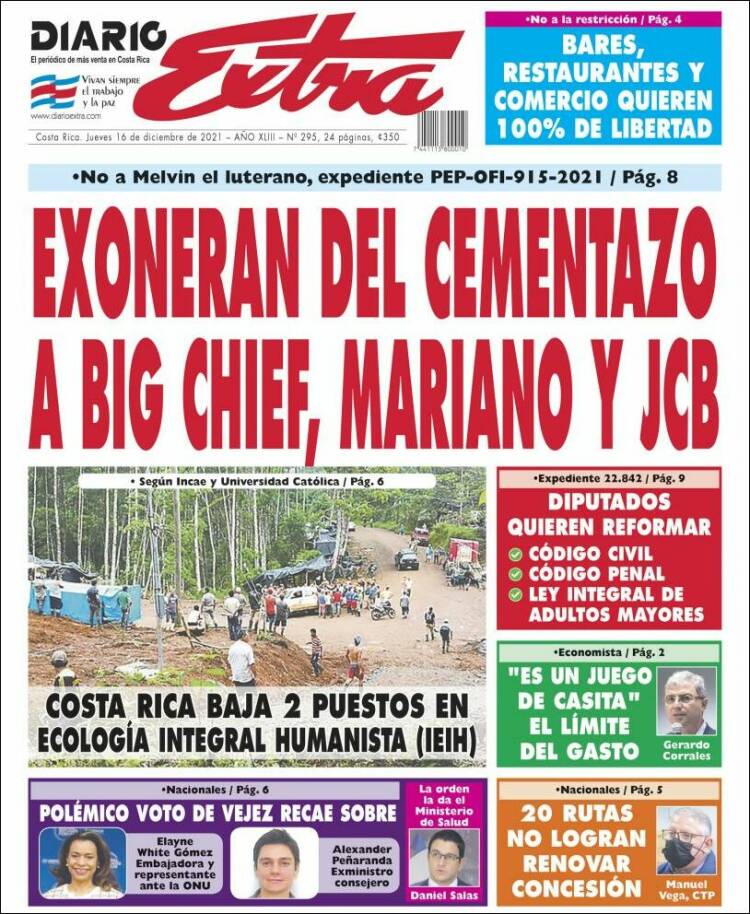 Portada de Diario Extra (Costa Rica)