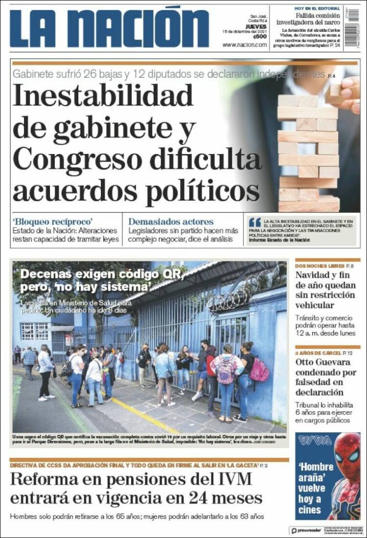 Portada de La Nación - Costa Rica (Costa Rica)