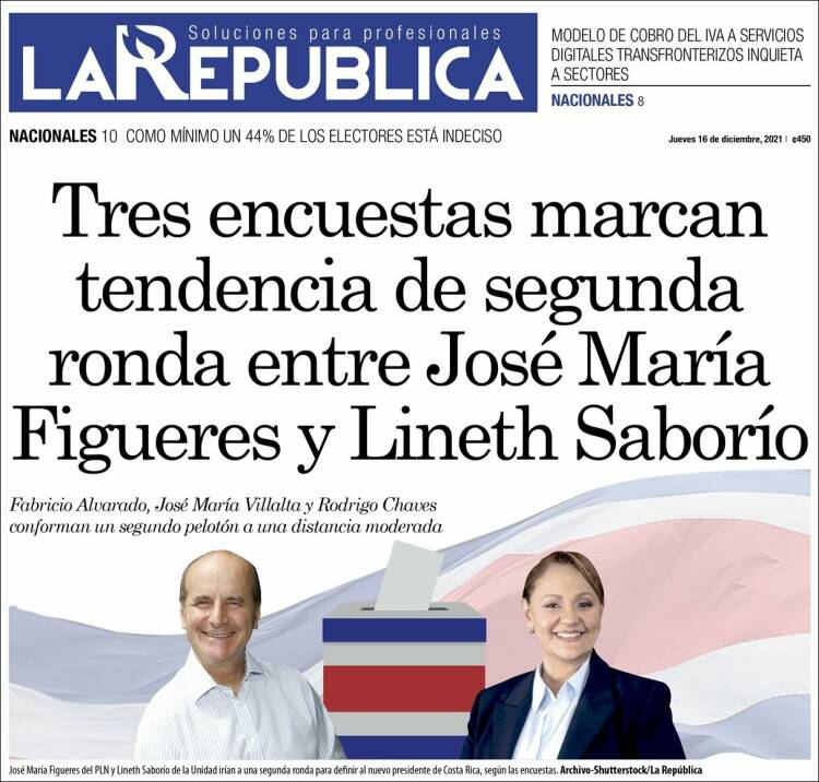 Portada de La República (Costa Rica)