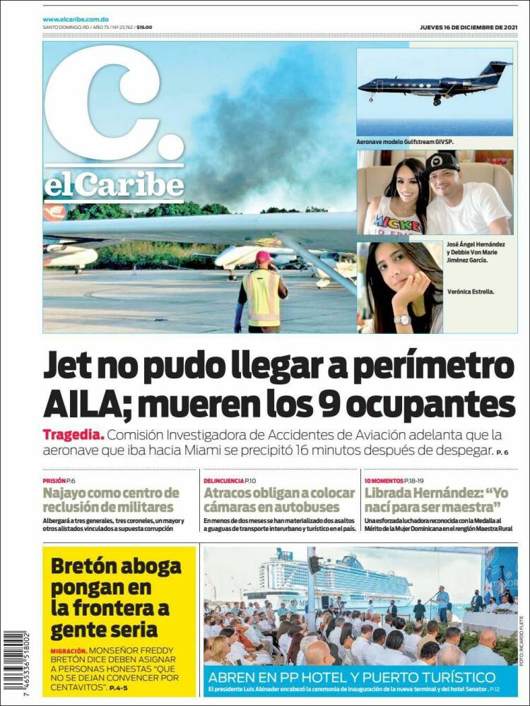 Portada de El Caribe (R. Dominicana)