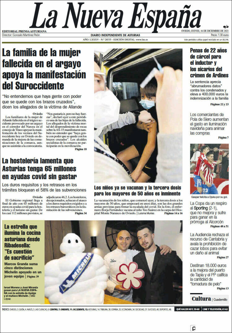 Portada de La Nueva España (Espa&ntilde;a)