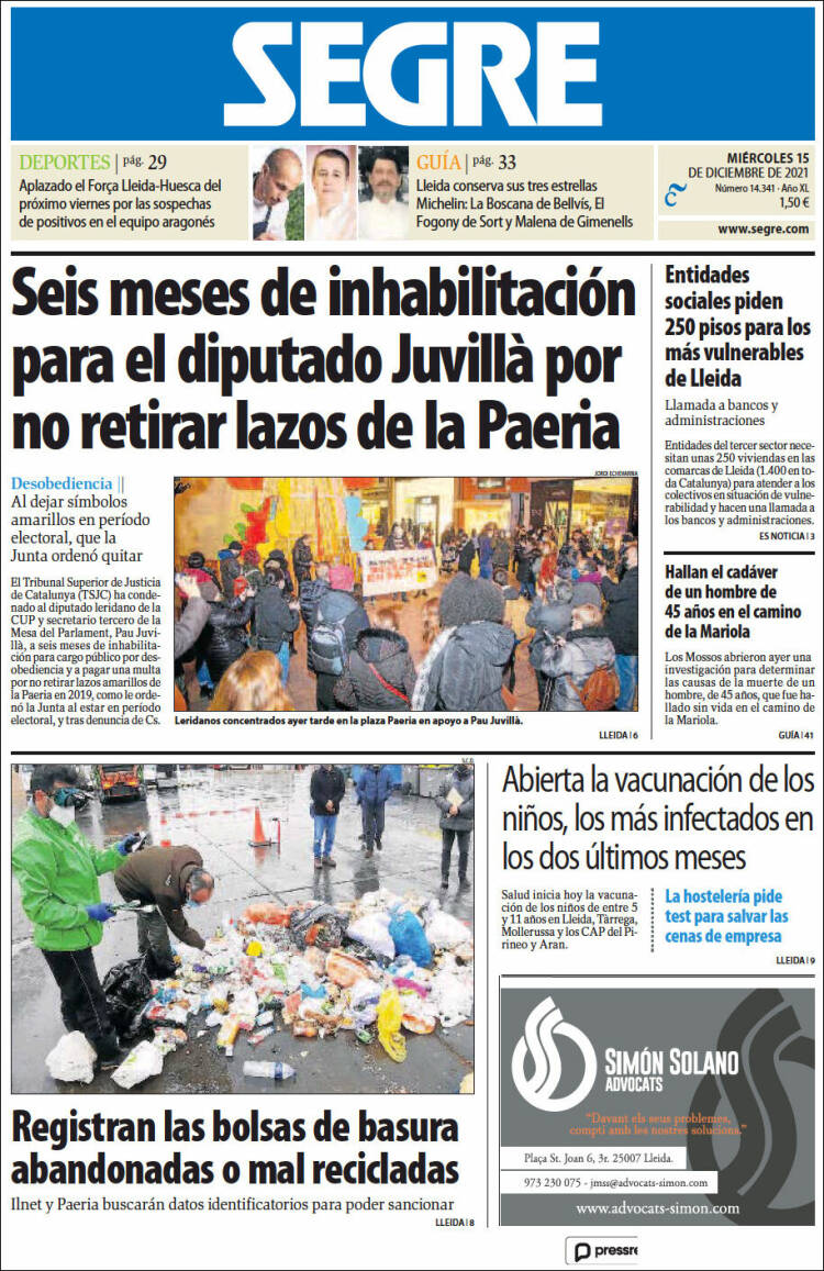 Portada de Segre  (Espa&ntilde;a)