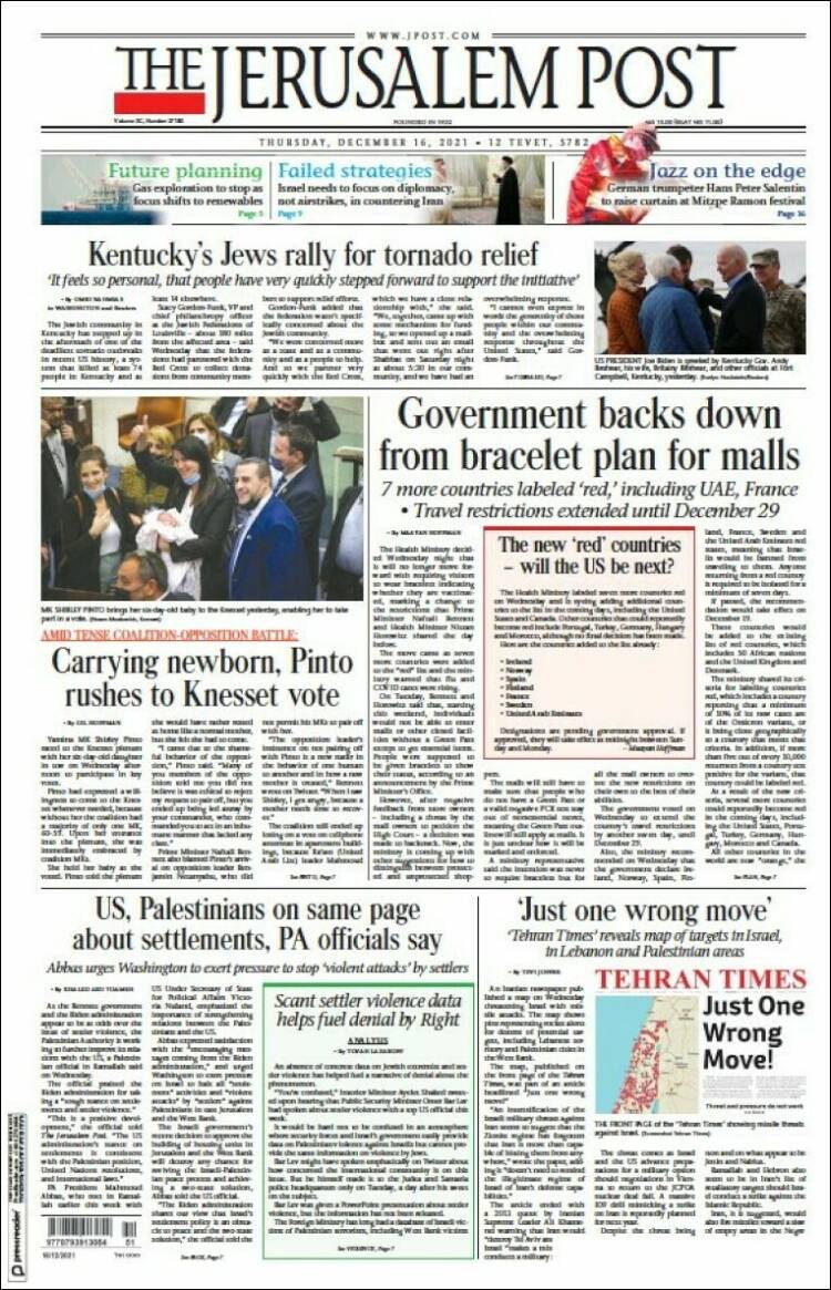 Portada de The Jerusalem Post (Israel)