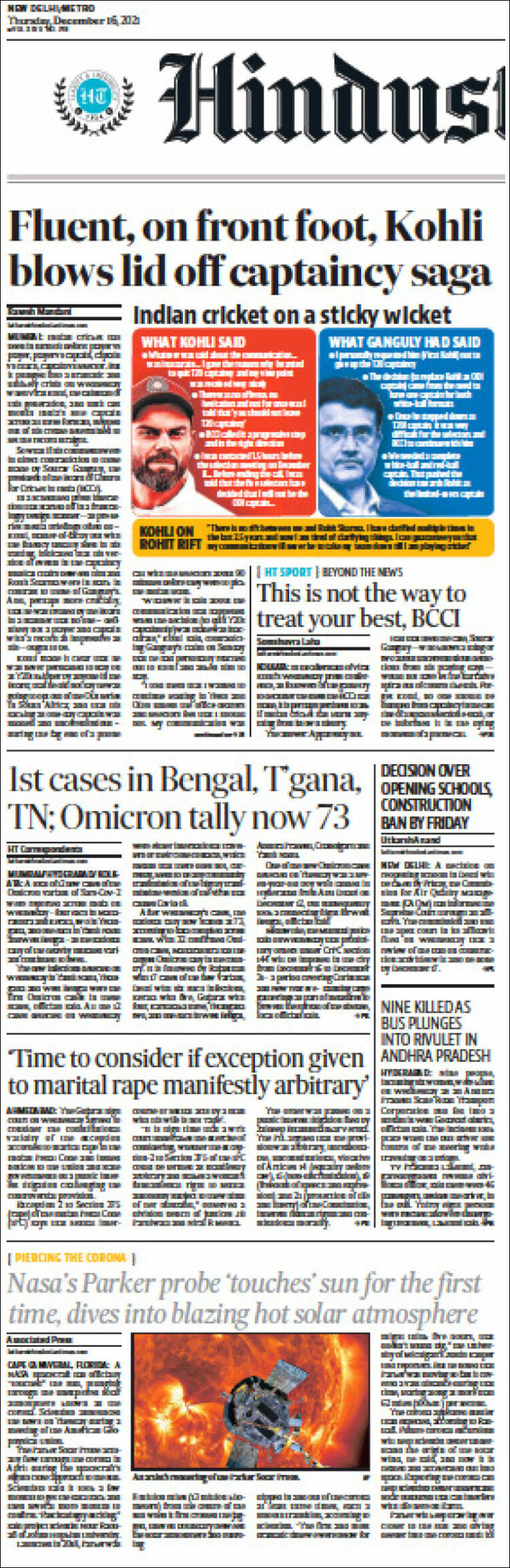 Portada de Hindustan Times (India)