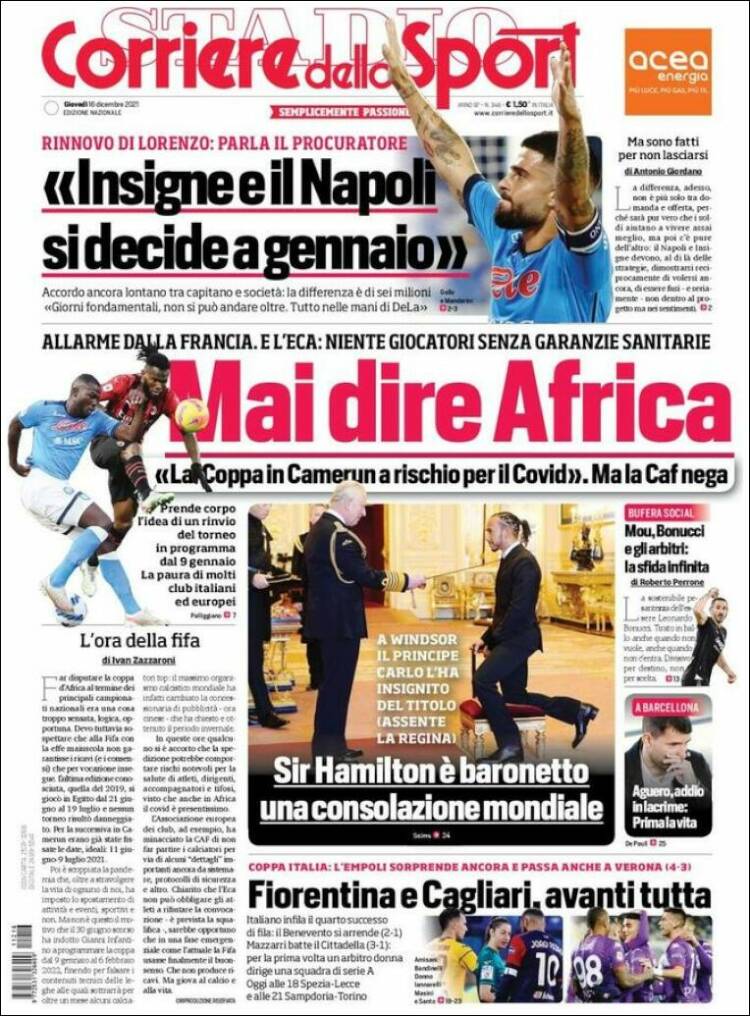 Portada de Corriere dello Sport (Italia)