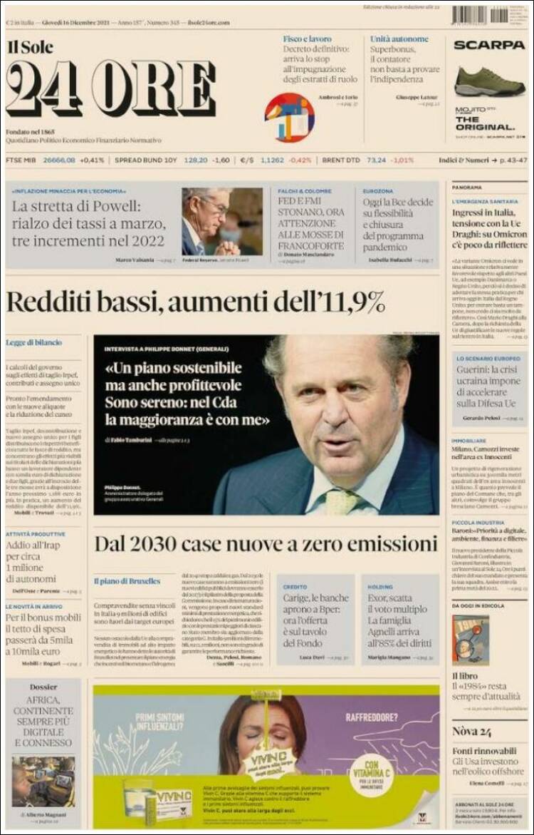 Portada de Il Sole 24 ORE (Italia)