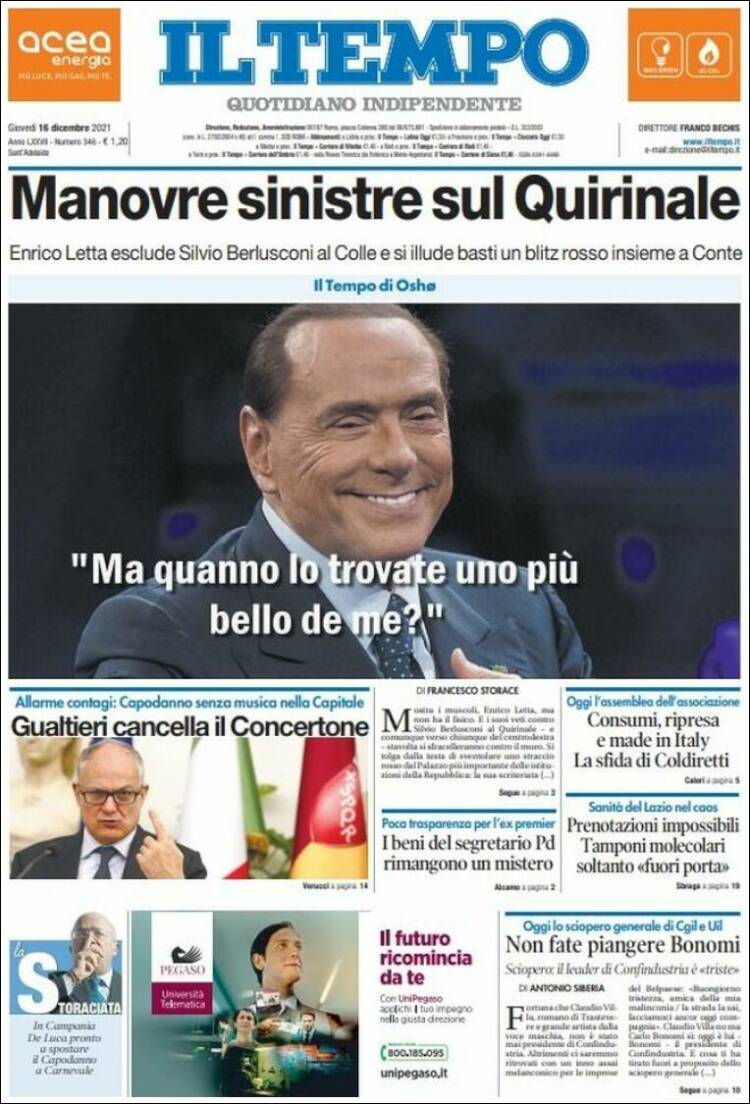 Portada de Il Tempo (Italia)