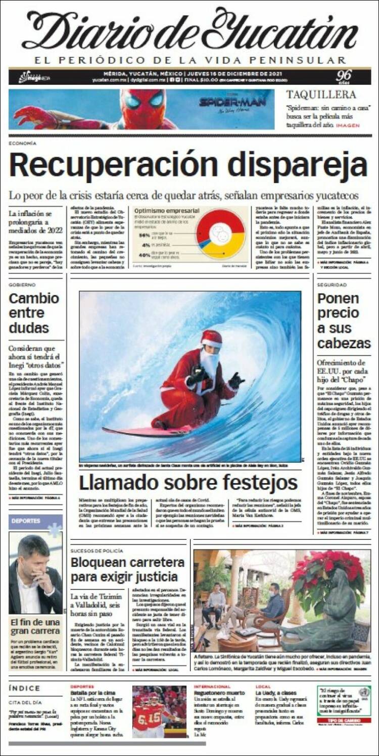 Portada de Diario de Yucatán (M&eacute;xico)