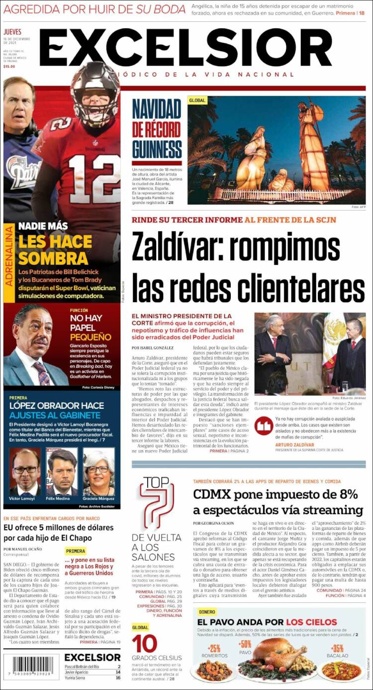 Portada de Excelsior (M&eacute;xico)
