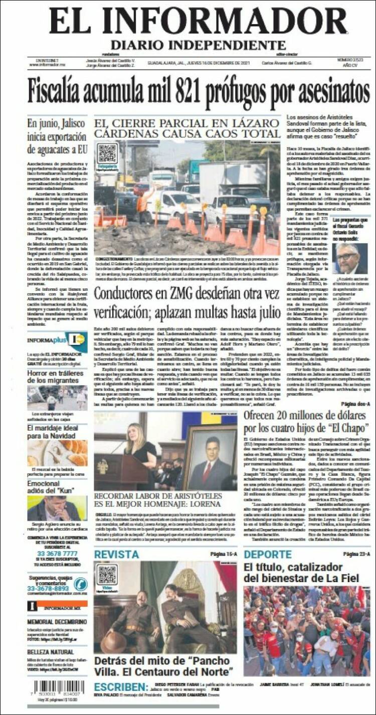 Portada de El Informador (M&eacute;xico)